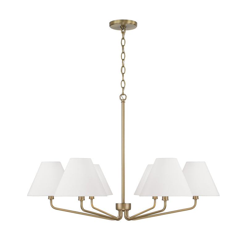 Capital Lighting 456661AD-714 Six Light Chandelier, Aged Brass