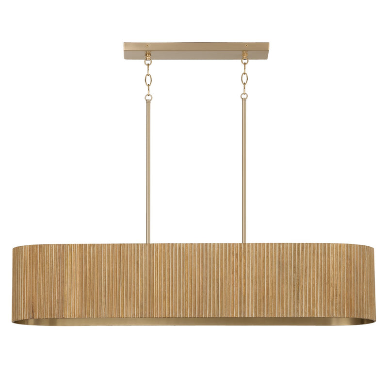 Capital Lighting 850751WS Five Light Island Pendant, White Wash and Matte Brass
