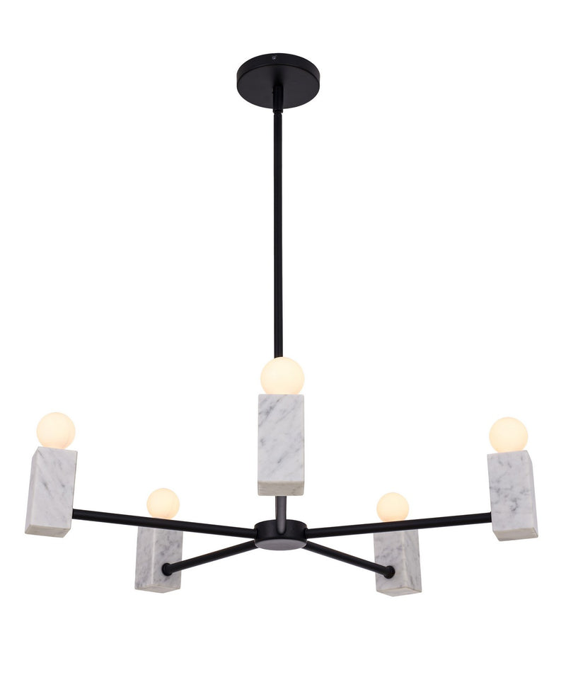 Kalco 516571MB Five Light Pendant, Matte Black
