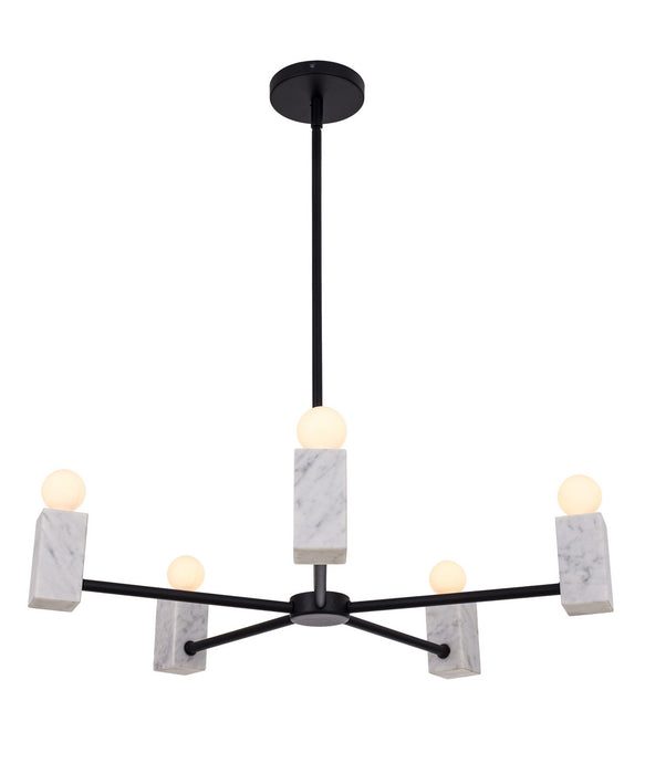 Kalco 516571MB Five Light Pendant, Matte Black