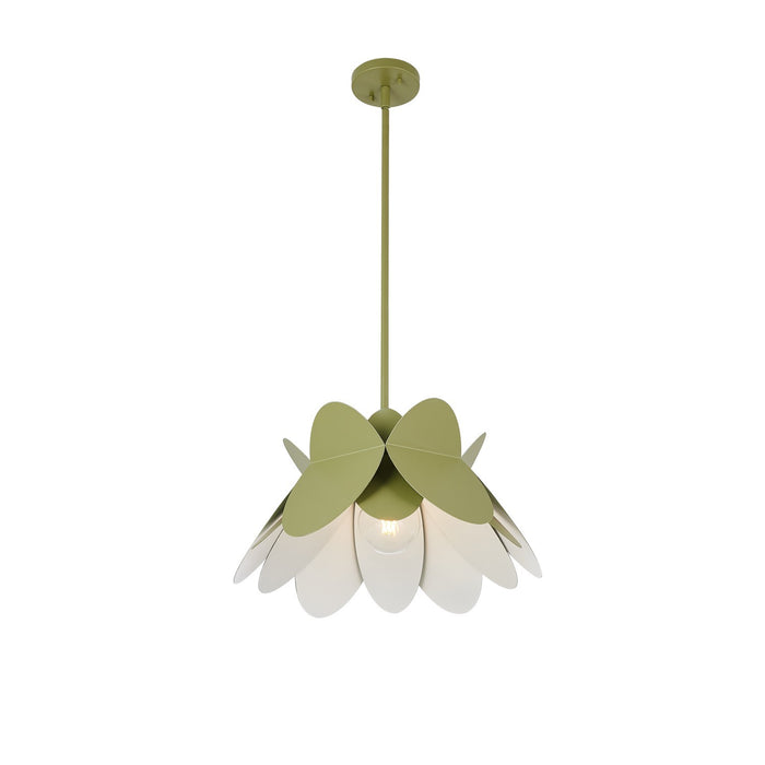 Kalco 517055WG One Light Pendant, White and Green