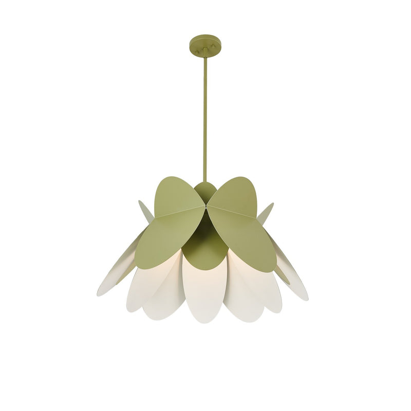 Kalco 517056WG One Light Pendant, White and Green