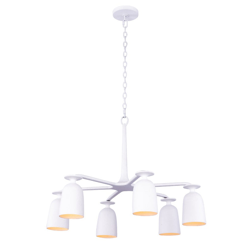 Kalco 520271MW Six Light Chandelier, Matte White