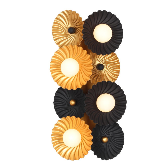 Kalco 520321BVB Four Light Wall Sconce, Black and Vintage Brass
