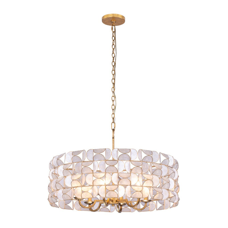 Kalco 520555OL Six Light Pendant, Oxidized Gold Leaf