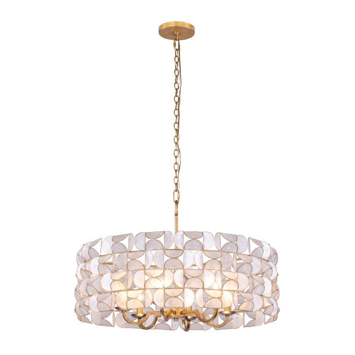 Kalco 520555OL Six Light Pendant, Oxidized Gold Leaf