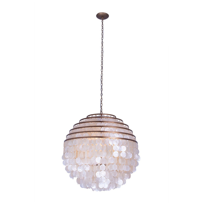 Kalco 521156PAB Six Light Pendant, Pearlized Antique Brass