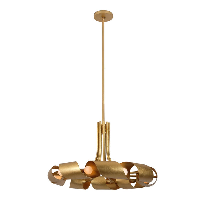 Kalco 521951BGL Nine Light Pendant, Bright Gold Leaf