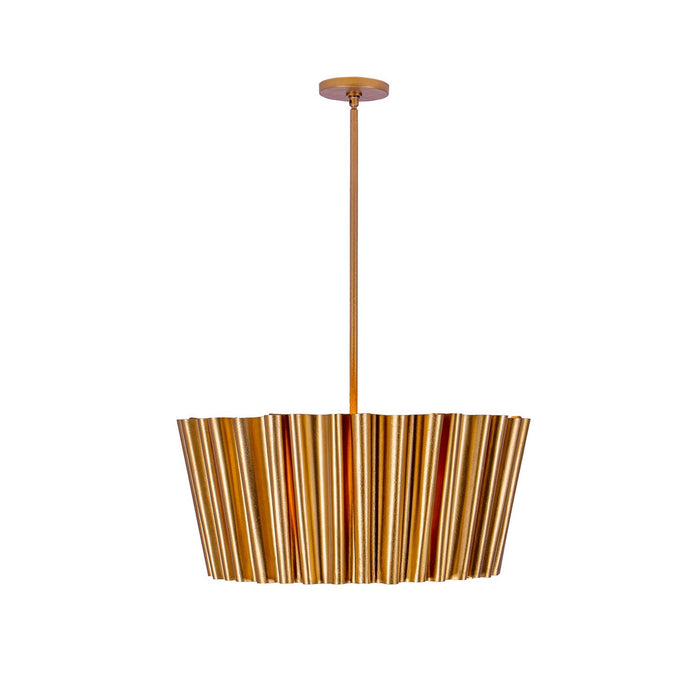 Kalco 522856BGL Six Light Pendant, Bright Gold Leaf
