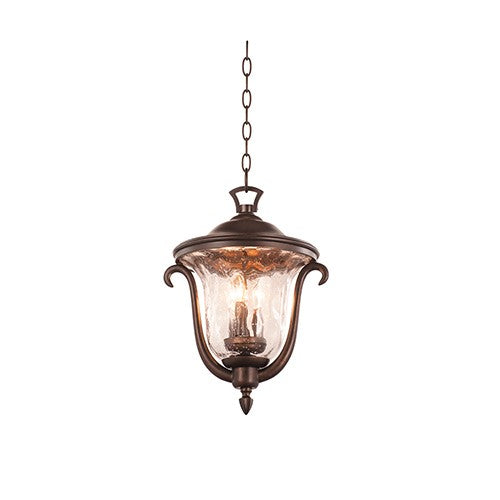 Kalco 9007BB Three Light Outdoor Hanging Lantern, Burnished Bronze