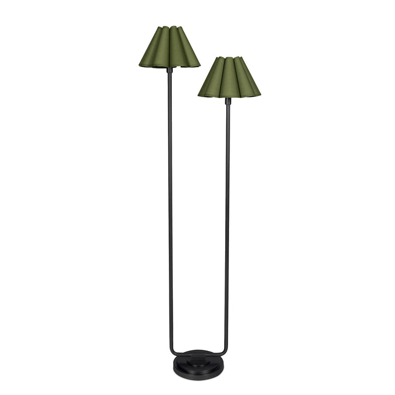 Regina Andrew 14-1066BB-GRN Two Light Floor Lamp, Blackened Brass