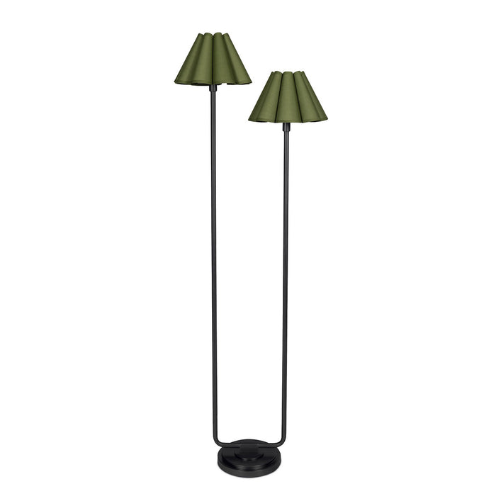 Regina Andrew 14-1066BB-GRN Two Light Floor Lamp, Blackened Brass