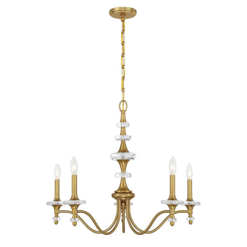 Savoy House 1-1361-5-322 Five Light Chandelier, Warm Brass