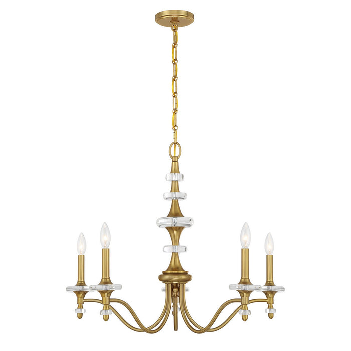 Savoy House 1-1361-5-322 Five Light Chandelier, Warm Brass