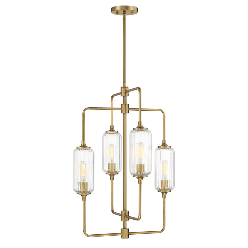 Savoy House 1-3023-4-322 Four Light Chandelier, Warm Brass