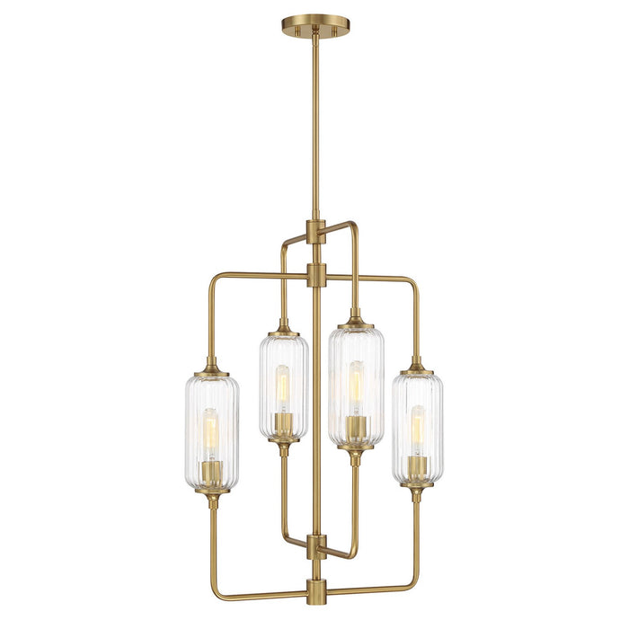 Savoy House 1-3023-4-322 Four Light Chandelier, Warm Brass