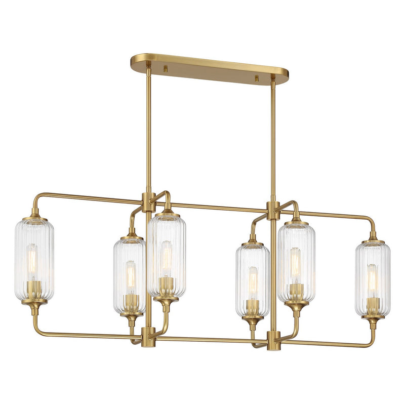 Savoy House 1-3026-6-322 Six Light Linear Chandelier, Warm Brass