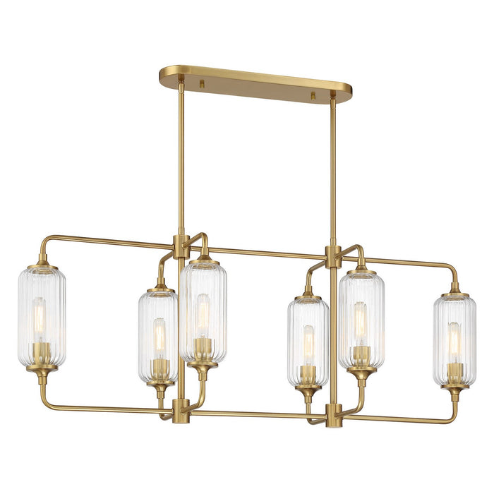 Savoy House 1-3026-6-322 Six Light Linear Chandelier, Warm Brass