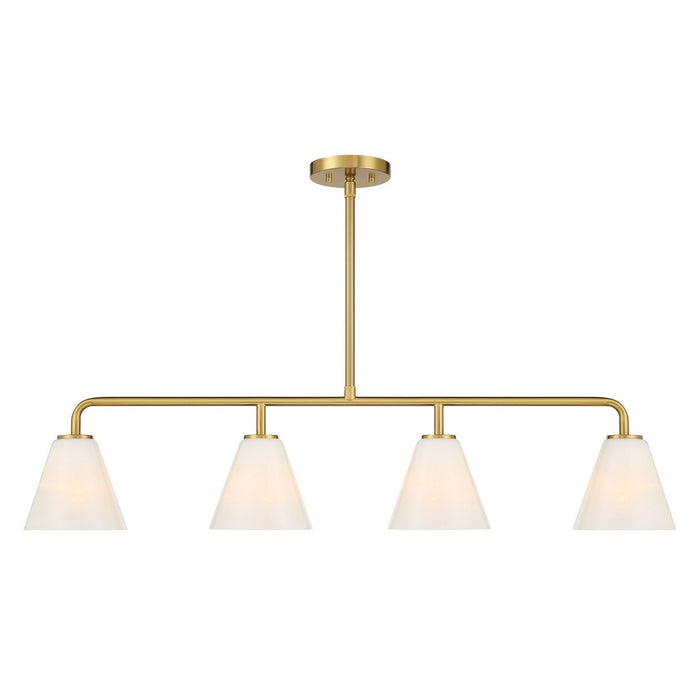 Savoy House 1-4014-4-322 Four Light Linear Chandelier, Warm Brass