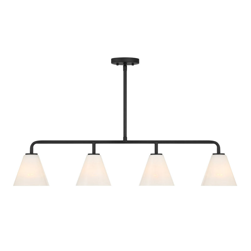 Savoy House 1-4014-4-89 Four Light Linear Chandelier, Matte Black