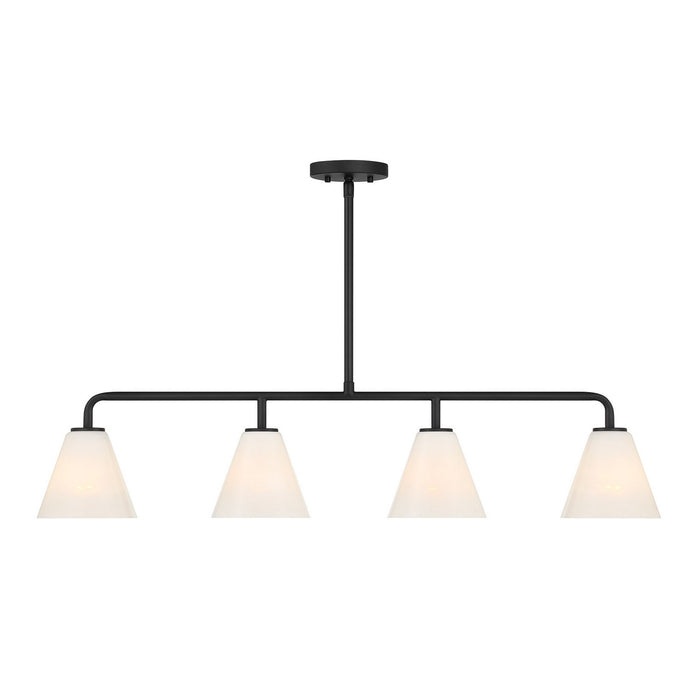 Savoy House 1-4014-4-89 Four Light Linear Chandelier, Matte Black