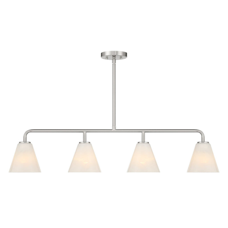 Savoy House 1-4014-4-SN Four Light Linear Chandelier, Satin Nickel
