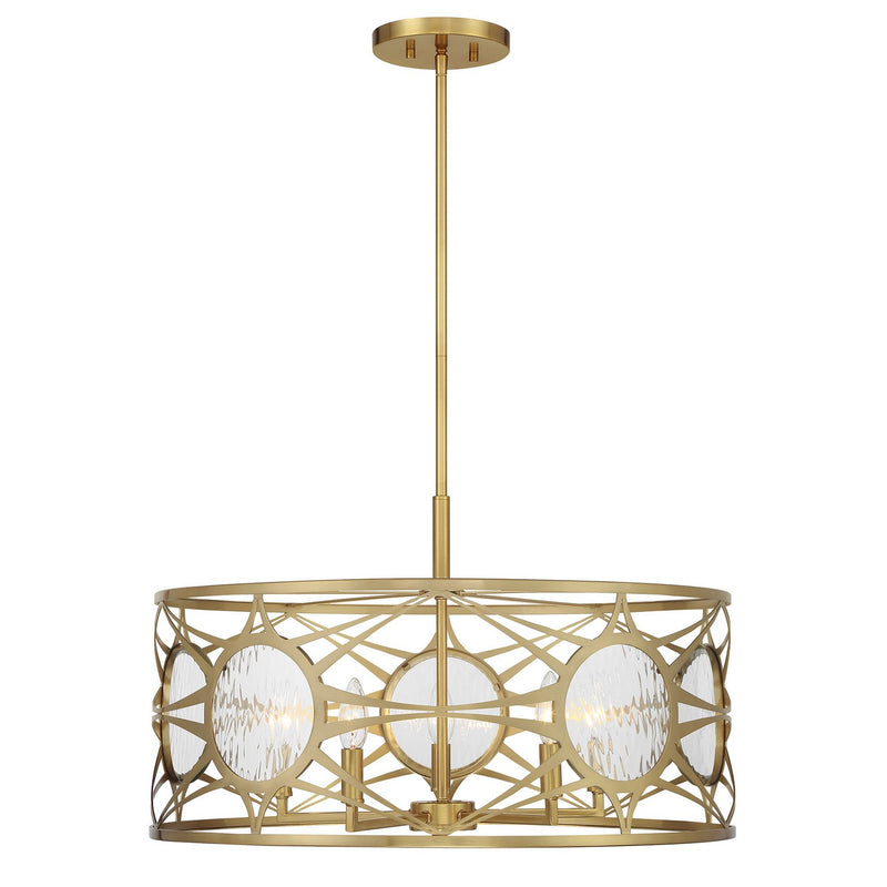 Savoy House 6-5065-5-322 Five Light Convertible Semi-Flush /Pendant, Warm Brass