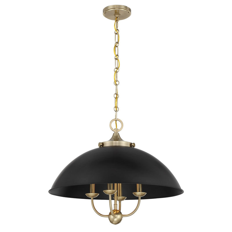 Savoy House 7-1725-4-143 Four Light Pendant, Matte Black and Warm Brass