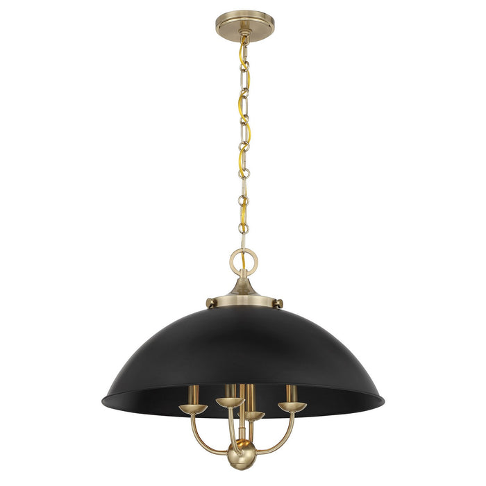 Savoy House 7-1725-4-143 Four Light Pendant, Matte Black and Warm Brass