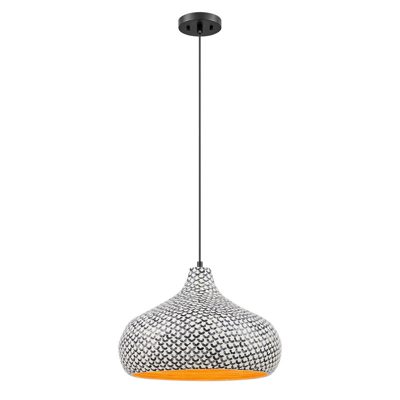 Savoy House 7-3095-1-201 One Light Pendant, Black and White Shell
