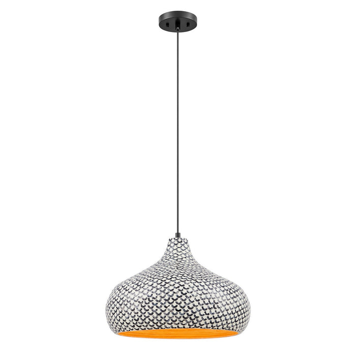 Savoy House 7-3095-1-201 One Light Pendant, Black and White Shell