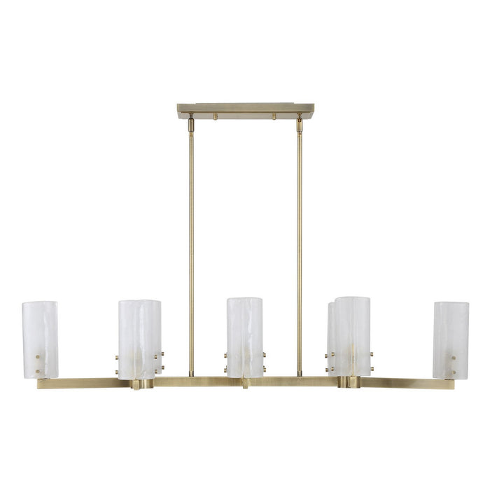 Uttermost 21392 Eight Light Linear Chandelier, Antique Brass