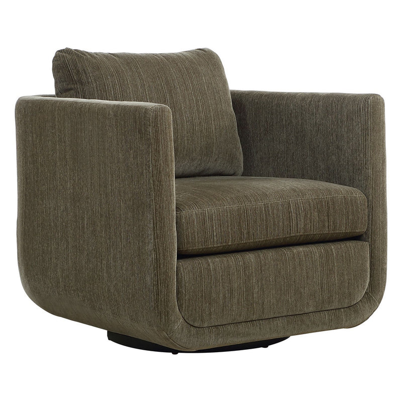 Uttermost 23879 Swivel Chair, Textured Chenille In Herb