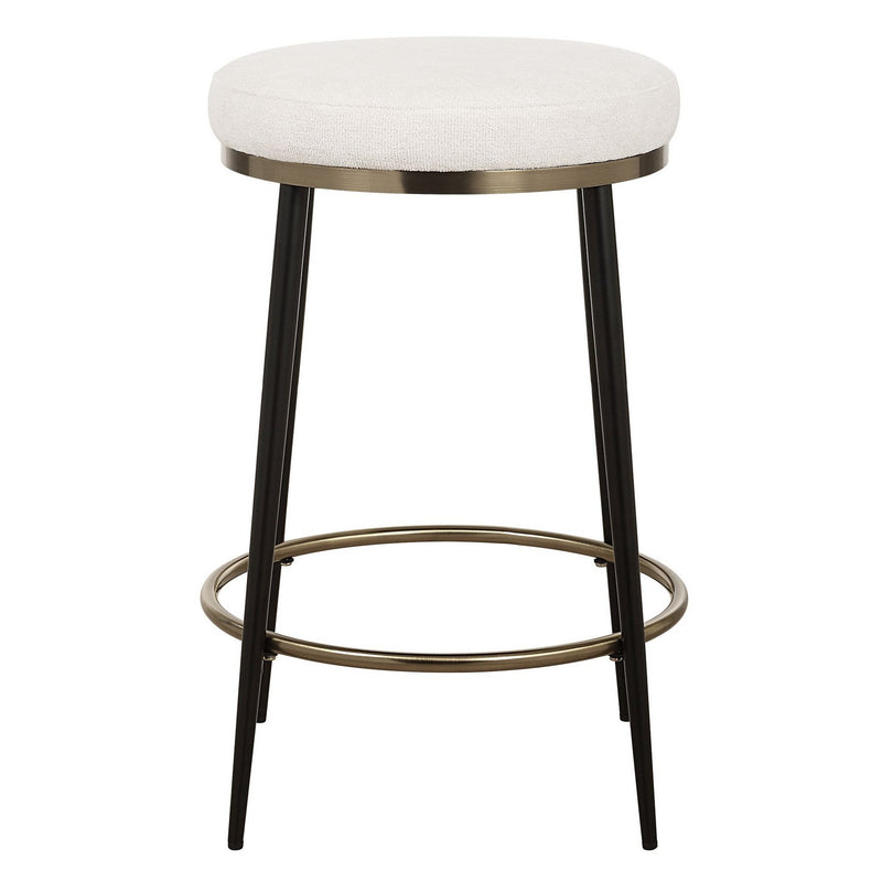 Uttermost 23897 Counter Stool, Matte Black And Brushed Brass