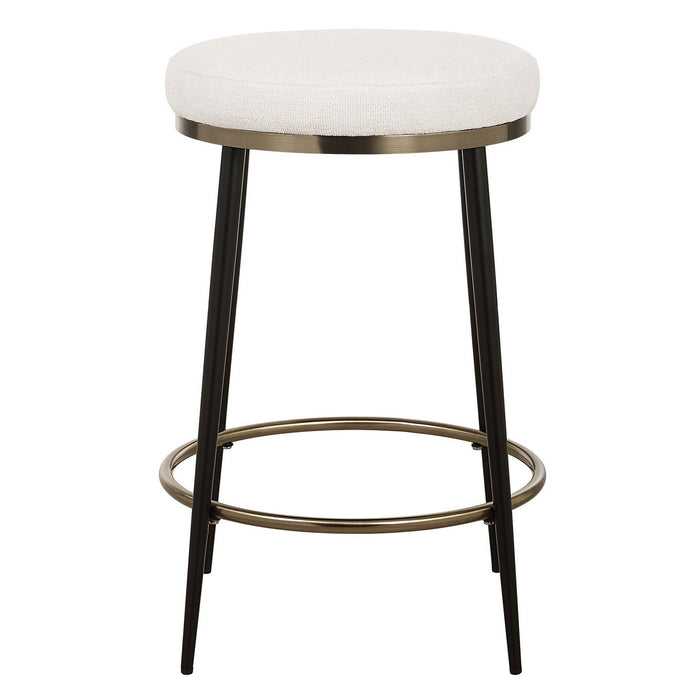 Uttermost 23897 Counter Stool, Matte Black And Brushed Brass