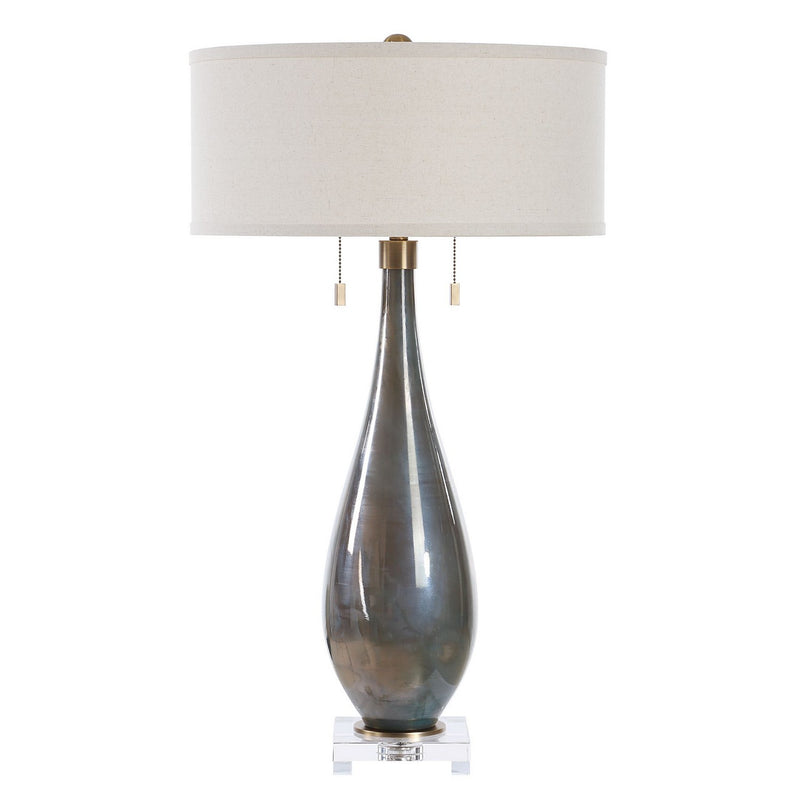 Uttermost 30518 Two Light Table Lamp, Brushed Brass