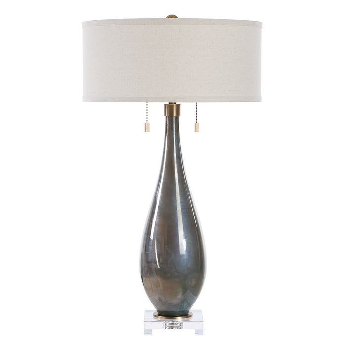 Uttermost 30518 Two Light Table Lamp, Brushed Brass