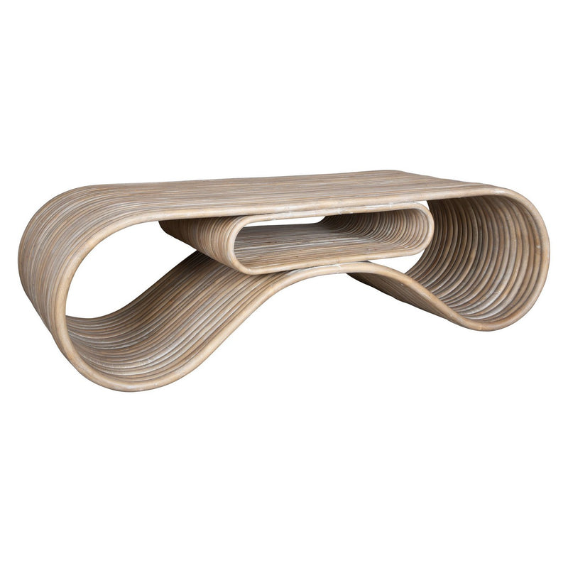 Uttermost 50045 Coffee Table, White-washed Rattan