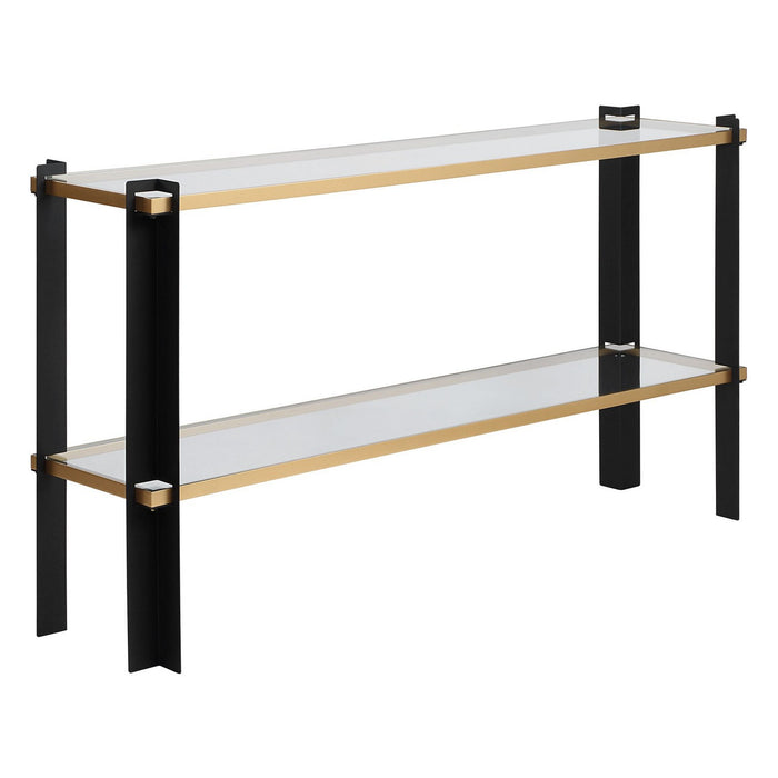 Uttermost 50073 Console Table, Matte Black And Gold Leaf