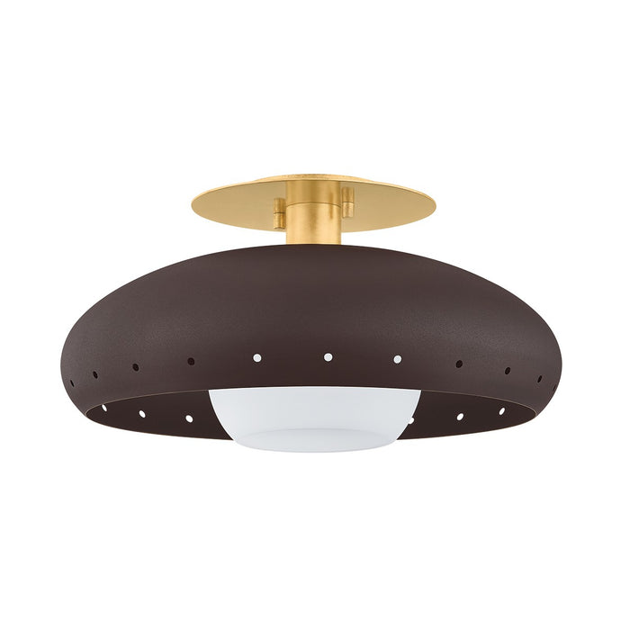 Mitzi H1015501-VGL/TBZH One Light Flush Mount, Aged Brass/Textured Bronze W/ Highlight