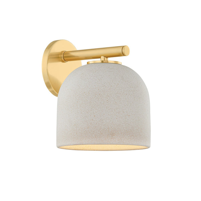 Mitzi H1025101-AGB/CCP One Light Wall Sconce, Aged Brass/Ceramic Cream Pebble