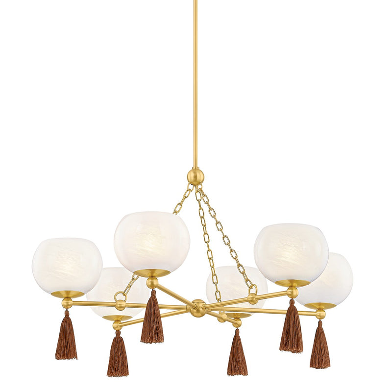 Mitzi H1039806-AGB Six Light Chandelier, Aged Brass