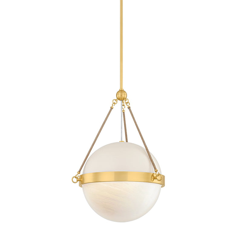 Mitzi H1040701-AGB/SBQ One Light Pendant, Aged Brass/Soft Bisque