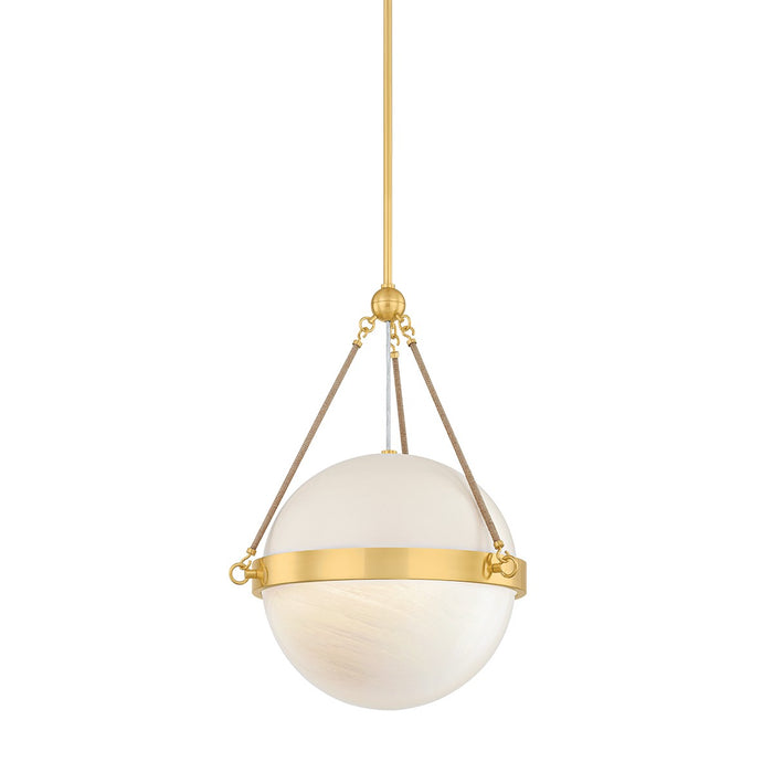 Mitzi H1040701-AGB/SBQ One Light Pendant, Aged Brass/Soft Bisque