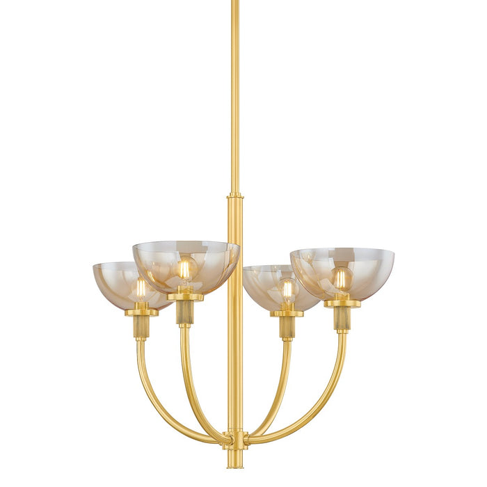 Mitzi H981804-AGB Four Light Chandelier, Aged Brass