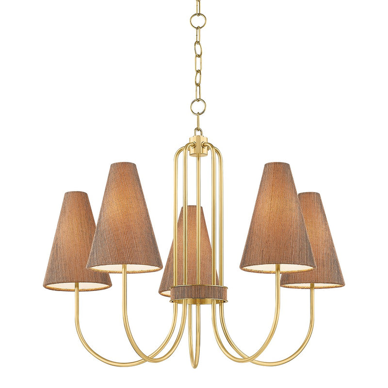 Mitzi H987805-AGB Five Light Chandelier, Aged Brass