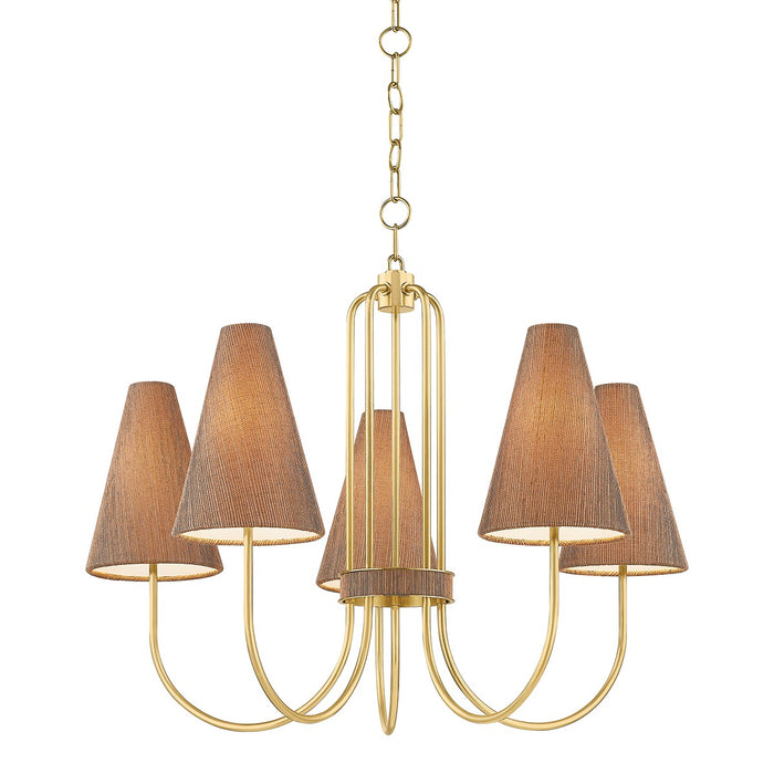 Mitzi H987805-AGB Five Light Chandelier, Aged Brass