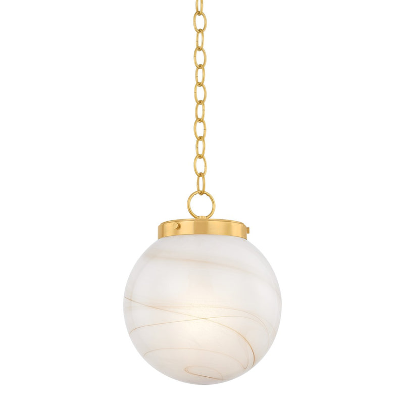 Mitzi H989701S-AGB One Light Pendant, Aged Brass