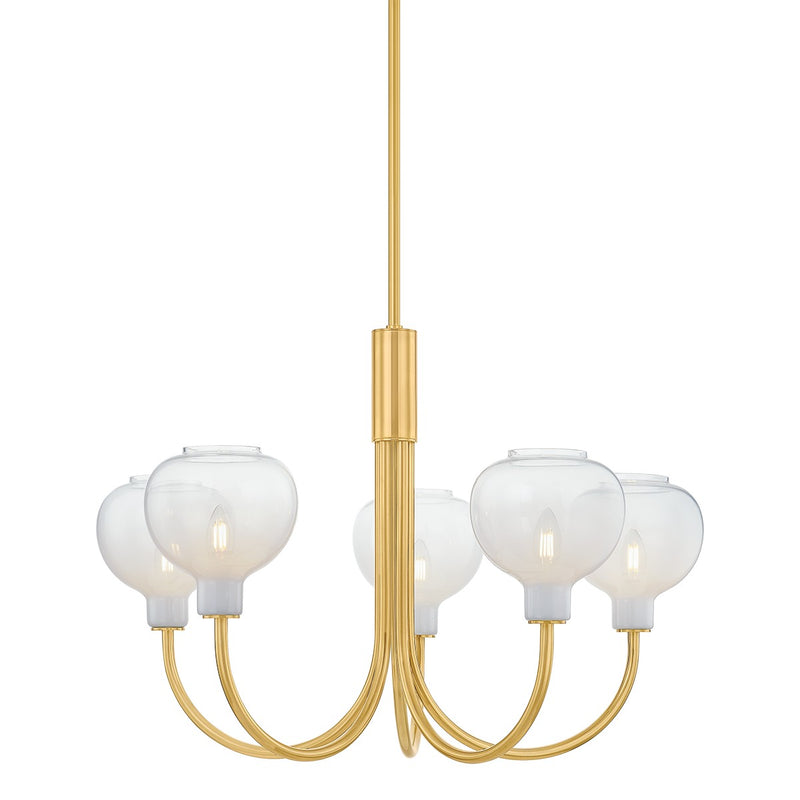 Mitzi H990805-AGB Five Light Chandelier, Aged Brass