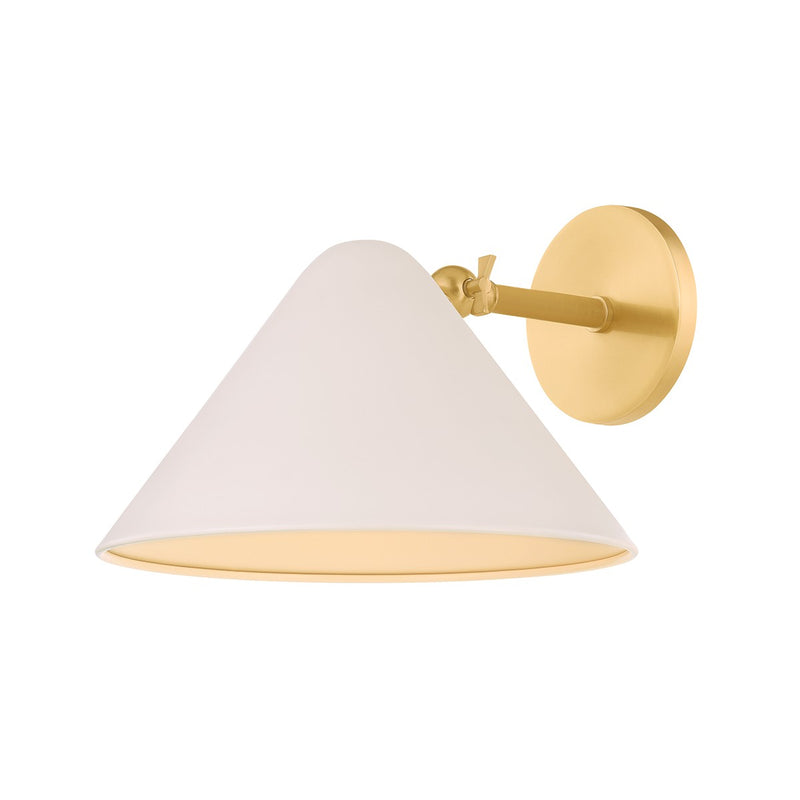 Mitzi H993101-AGB/SBQ One Light Wall Sconce, Aged Brass/Soft Bisque